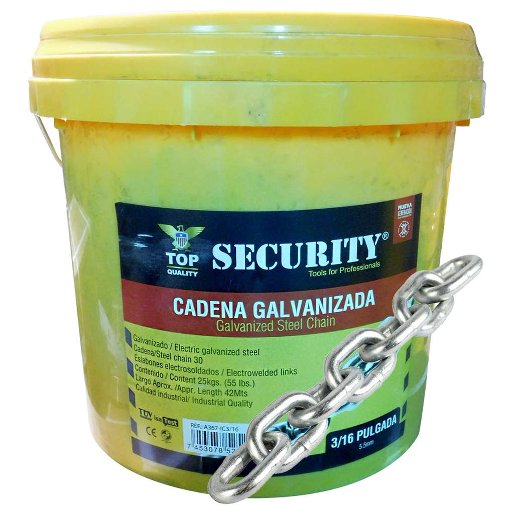 CADENA 3/16" DE ACERO GALVANIZADO SECURITY