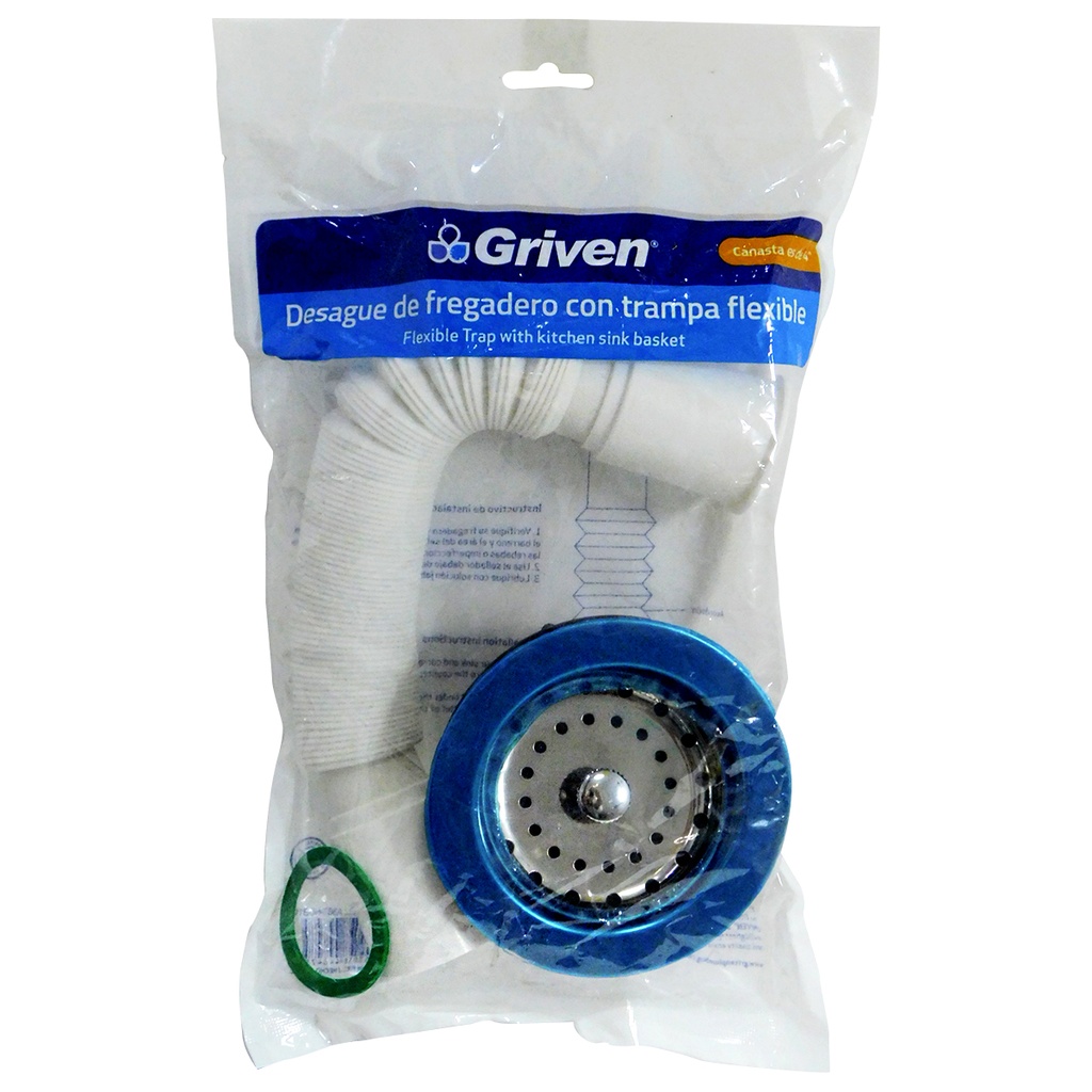 SIFON PARA FREGADERO 1 1/2" X 4" TRAMPA FLEXIBLE GRIVEN