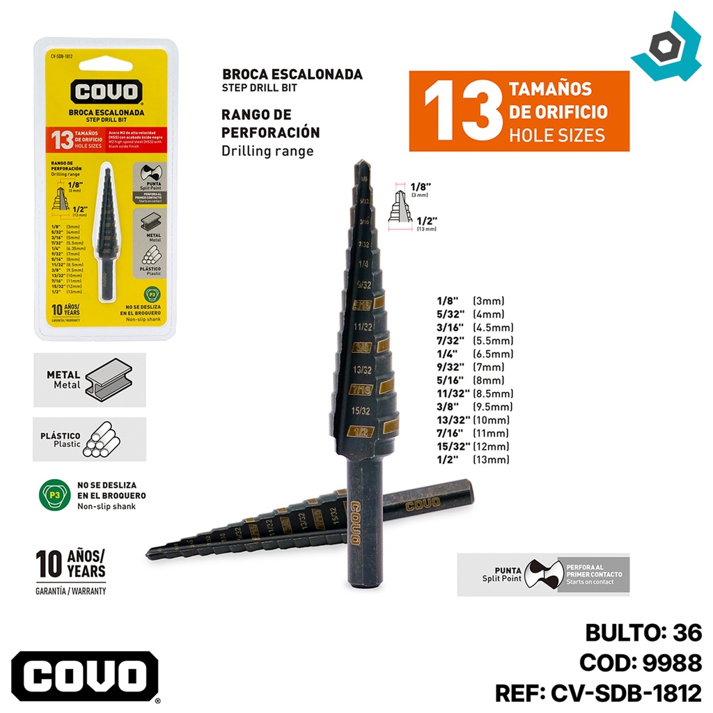 MECHA 1/4" MULTIMATERIAL ESCALONADA COVO