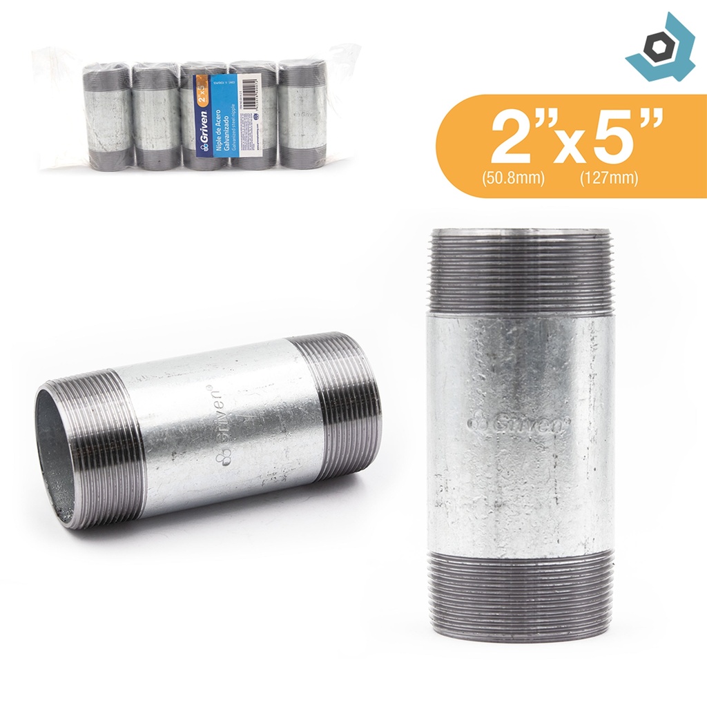 NIPLE 2" X 5" DE ACERO GALVANIZADO GRIVEN