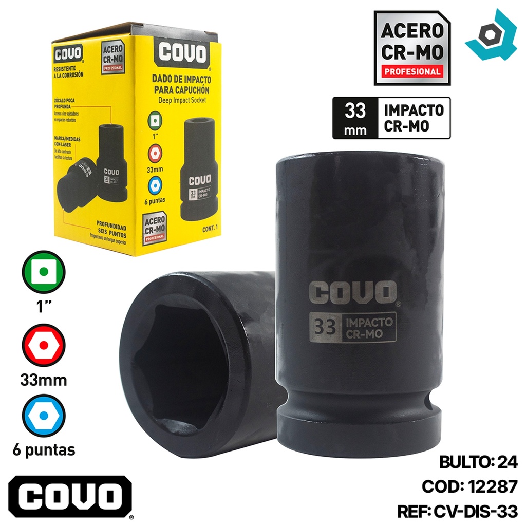 DADO DE IMPACTO 33MM X 1” COVO