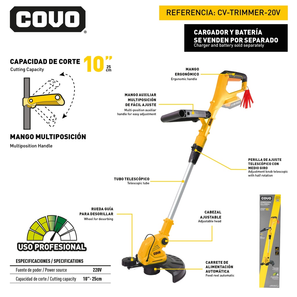 DESMALEZADORA INALAMBRICA 20V COVO