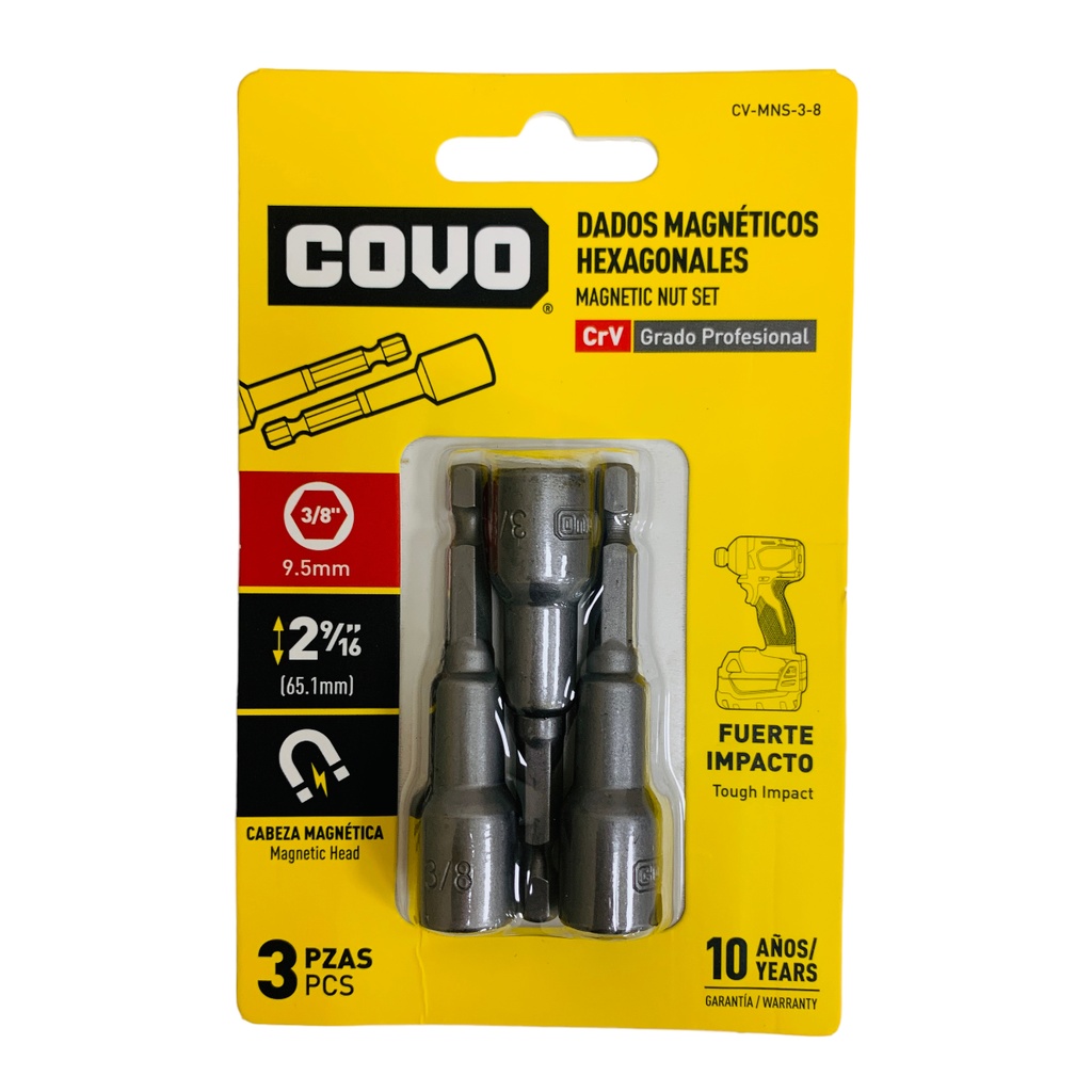 DADOS MAGNETICOS 3/8" 3 PZAS COVO