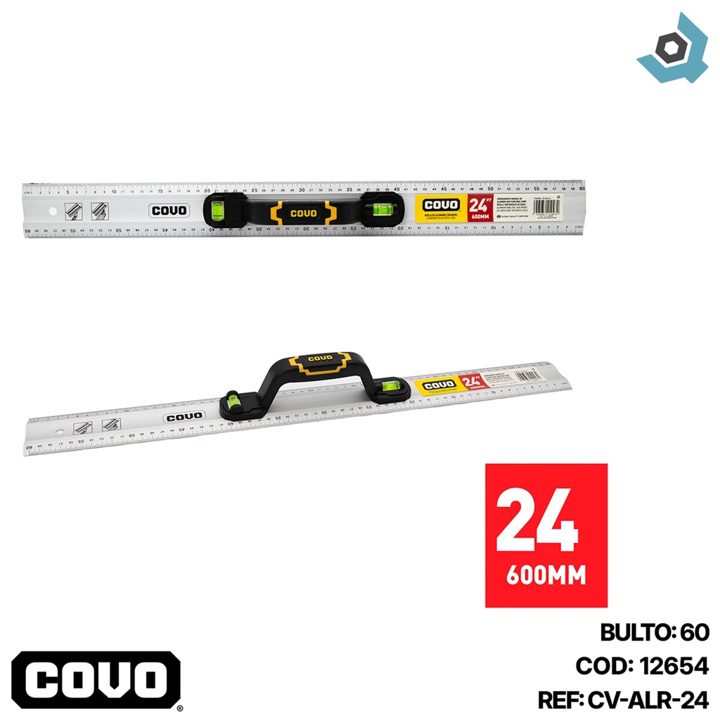 REGLA DE ALUMINIO 24" CON NIVEL COVO