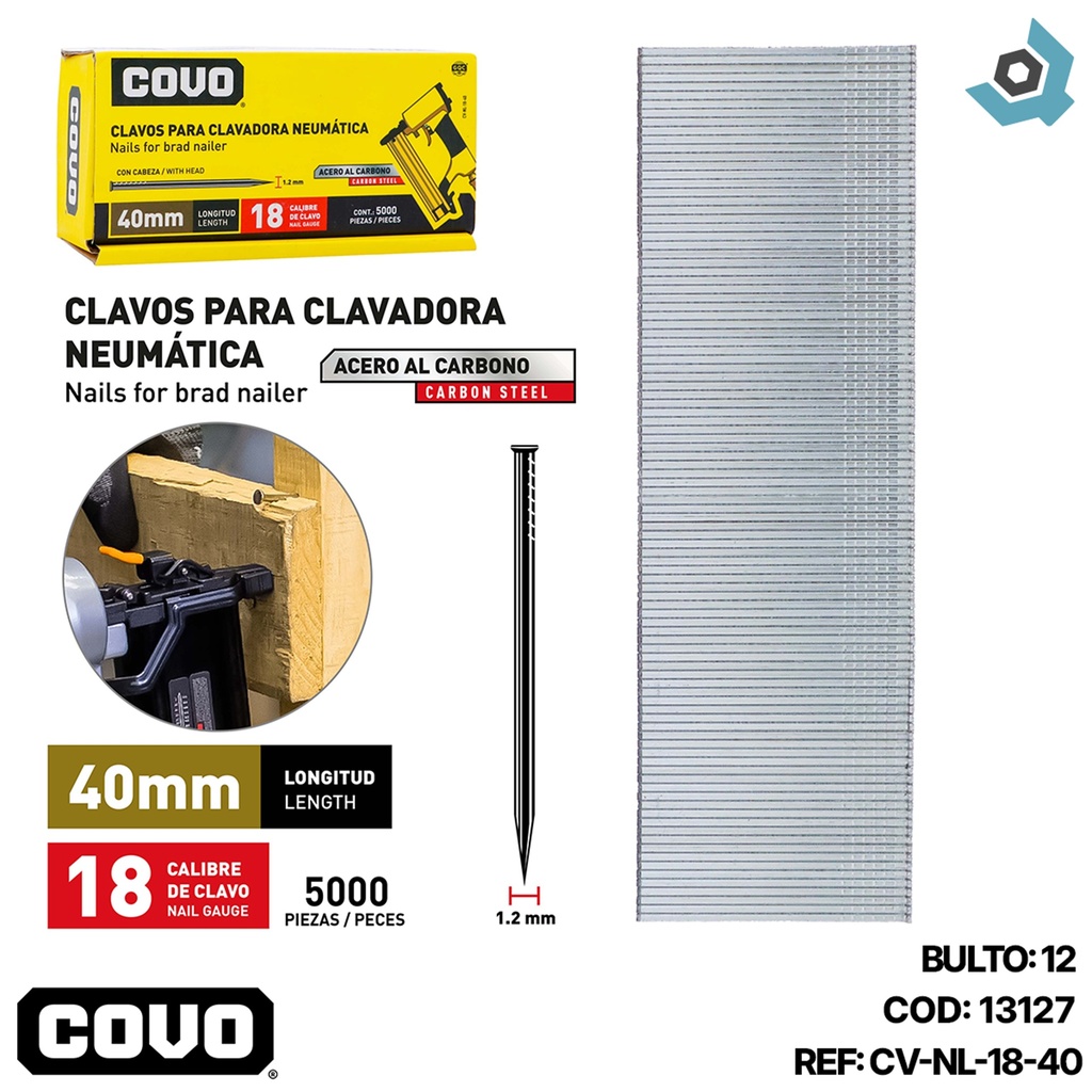 CLAVOS 40MM PARA CLAVADORA NEUMATICA COVO