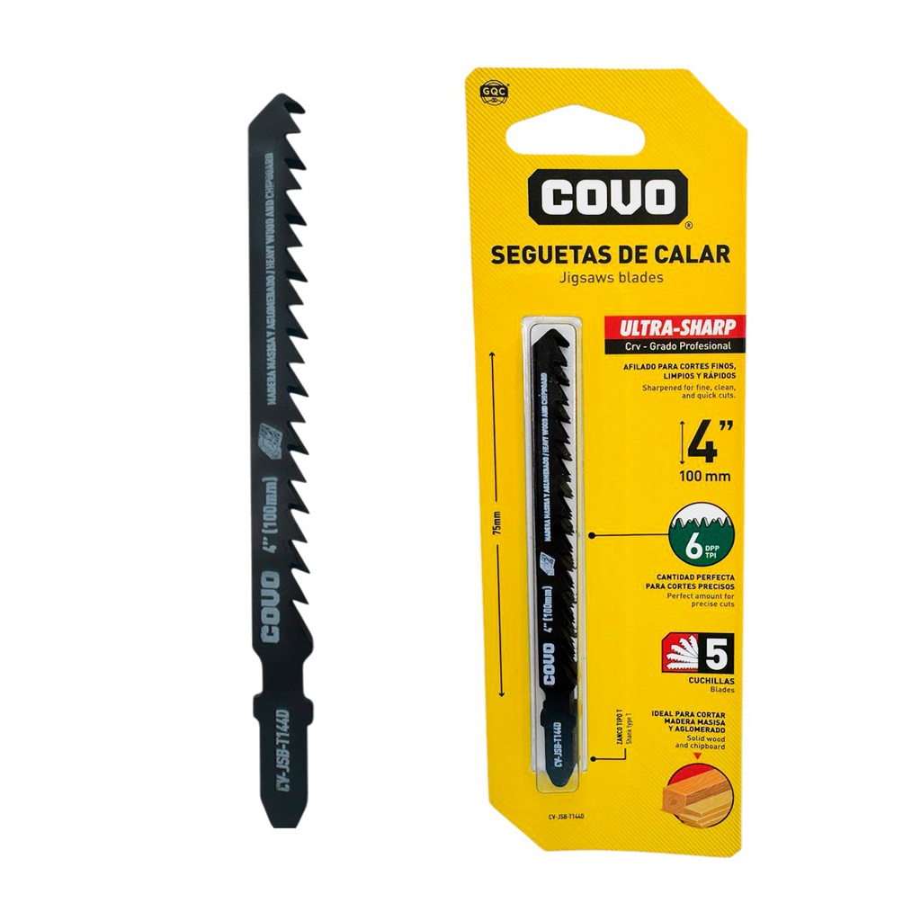 SEGUETA DE CALAR 4" PARA MADERA MASISA Y AGLOMERADA 5 PZAS COVO