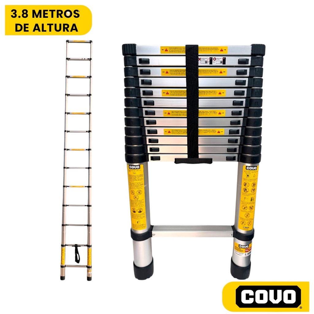 ESCALERA TELESCOPICA DE ALTURA AJUSTABLE 3.8M COVO
