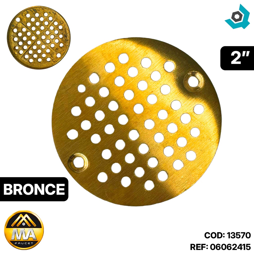 TAPA CIEGA PARA REJILLA DESAGUE DE PISO 2" BRONCE METALES ALEADOS