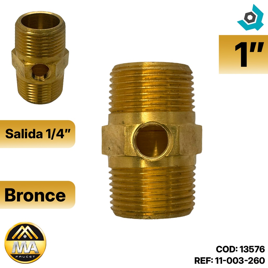 VALVULA DE SUCCION 1" CON SALIDA 1/4" BRONCE METALES ALEADOS