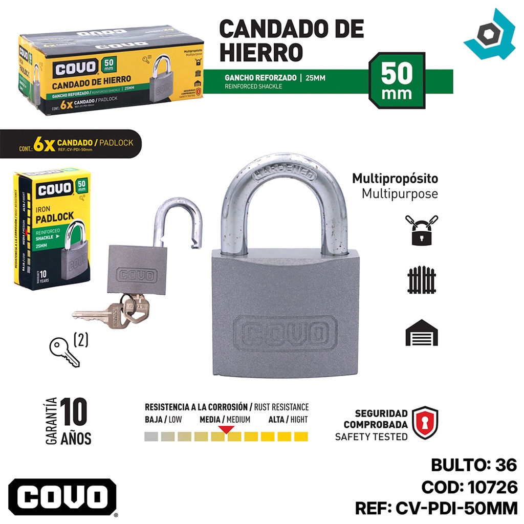 CANDADO 50MM HIERRO COVO