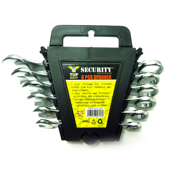 JUEGO DE LLAVES COMBINADAS CURVAS 6 PIEZAS SECURITY