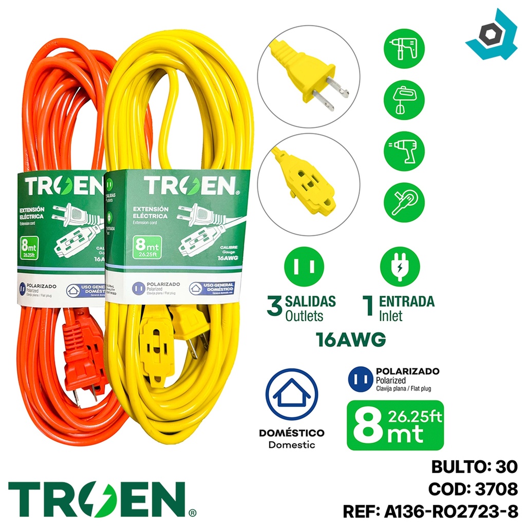 EXTENSION ELECTRICA 26.2 FT 3 TOMAS TROEN