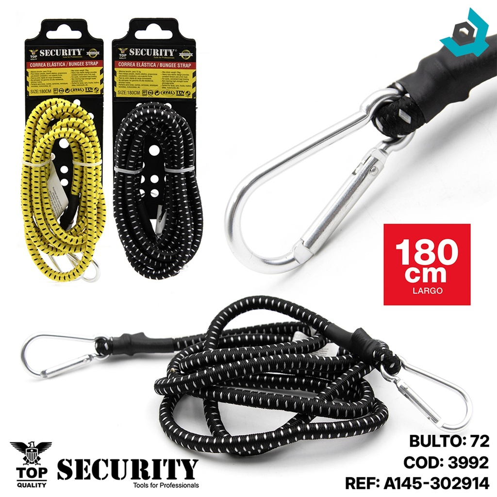 CUERDA ELASTICA CON GANCHOS SECURITY