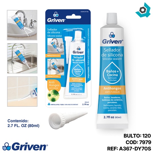 [7979] SELLADOR DE SILICONA TRANSPARENTE 80ML GRIVEN