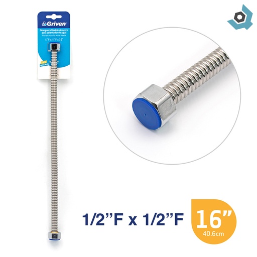 [8297] MANGUERA FLEXIBLE 1/2" X 1/2" PARA CALENTADOR GRIVEN