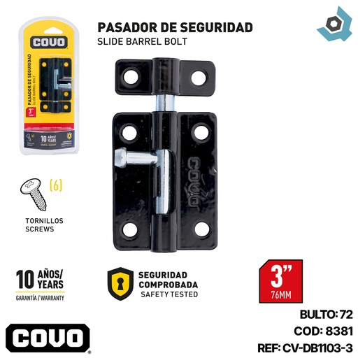 [8381] PASADOR DE SEGURIDAD 3" COVO