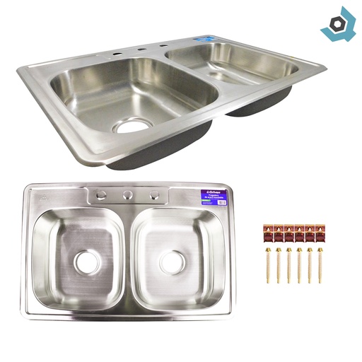 [8557] FREGADERO DOBLE 40 X 35CM ACERO INOXIDABLE GRIVEN