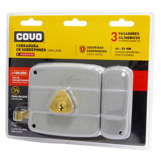 [8677] CERRADURA SUPERFICIAL 40-50MM 3 PASADORES COVO