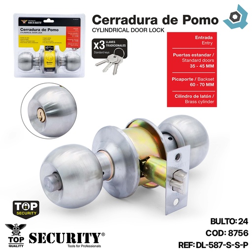[8756] CERRADURA DE POMO PARA DORMITORIO SECURITY