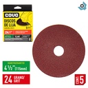 DISCO DE LIJA 4 1/2" X 7/8" GRANO 24 COVO