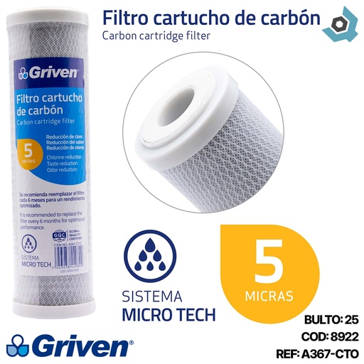 [8922] FILTRO DE CARBON ACTIVADO GRANULADO GRIVEN