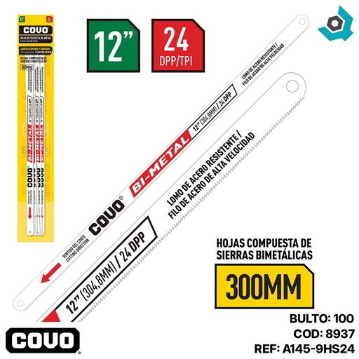[8937] HOJAS DE SEGUETA 12" 10 PIEZAS COVO