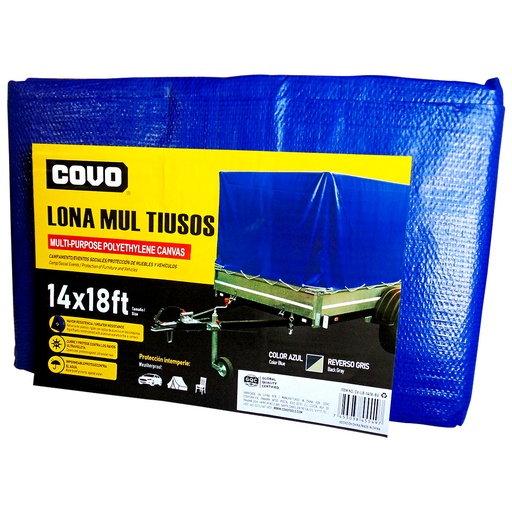 [9194] LONA MULTIUSOS 14X18FT DE POLIETILENO AZUL COVO