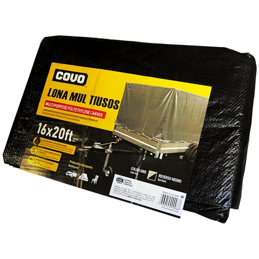 [9198] LONA MULTIUSOS 16X20FT DE POLIETILENO GRIS COVO
