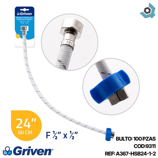 [9311] MANGUERA FLEXIBLE 1/2" PARA PLOMERIA GRIVEN