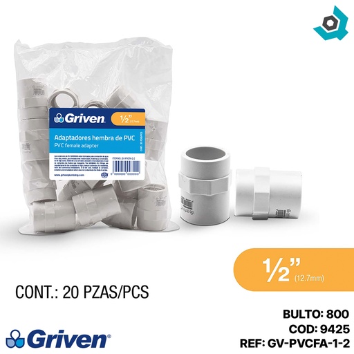 [9425] ADAPTADOR PVC 1/2" HRXC GRIVEN
