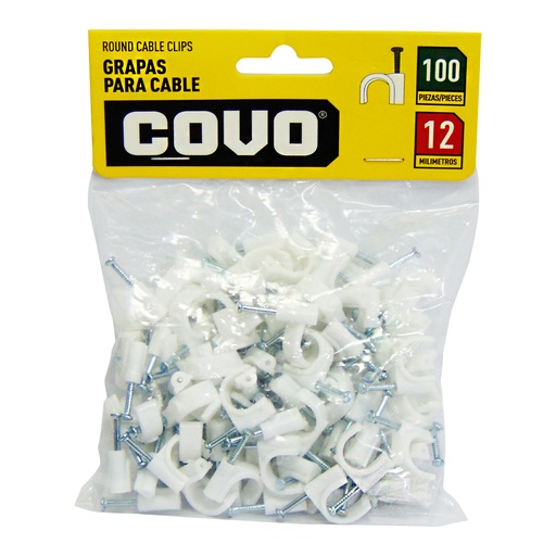 [9504] GRAPAS PARA CABLES 12MM BLANCO COVO
