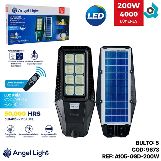 [9673] LAMPARA LED SOLAR 200W ANGEL LIGHT