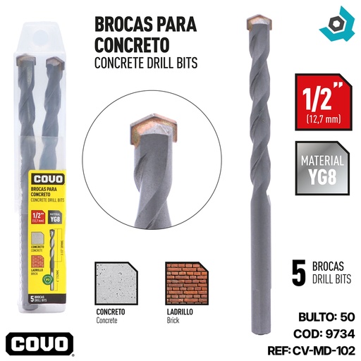 [9734] MECHAS PARA CONCRETO 1/2" COVO