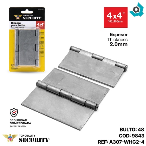 [9843] BISAGRA PARA SOLDAR 4" X 4" SECURITY