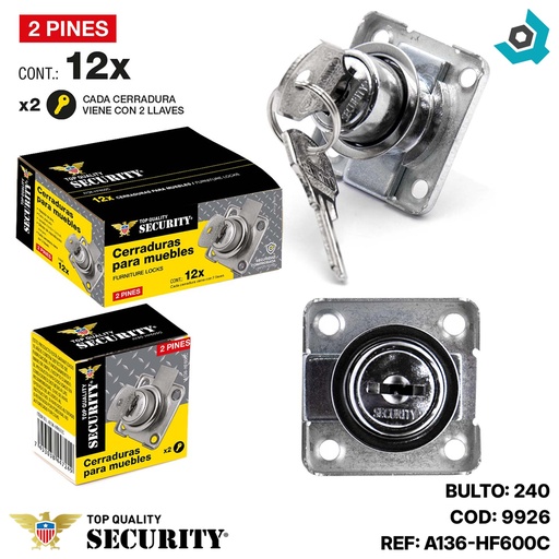 [9926] CERRADURA PARA GAVETAS CROMADA SECURITY