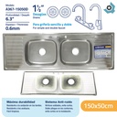 FREGADERO DOBLE 150X50CM ACERO INOXIDABLE GRIVEN