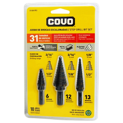[9985] MECHA 1/4" MULTIMATERIAL ESCALONADA 3 PIEZAS COVO