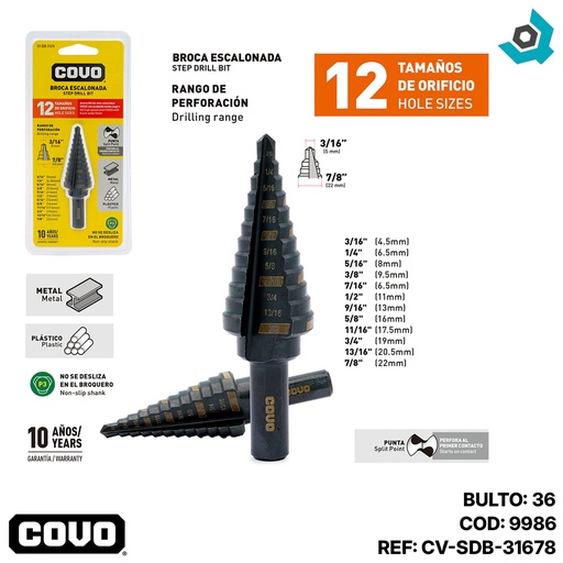 [9986] MECHA 3/8" MULTIMATERIAL ESCALONADA COVO