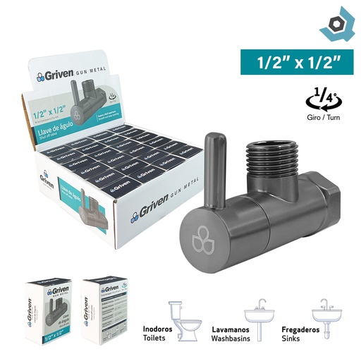 [11137] LLAVE DE ARRESTO 1/2" GRIS METALICO GRIVEN GUN METAL