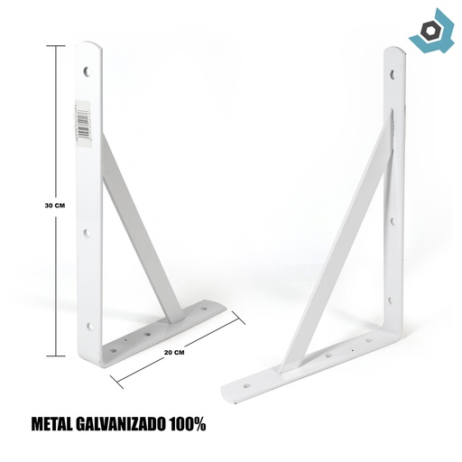 [11237] ANGULO DE SOPORTE EXTRA GRUESO 20 CM X 30CM BLANCO