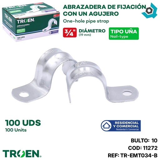 [11272] ABRAZADERA 3/4" 100 PIEZAS TROEN