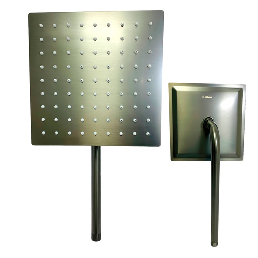 [11275] REGADERA PARA BANO CUADRADA 8" GRIS METALICO GRIVEN GUN METAL