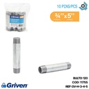 NIPLE 3/4" X 5" DE LARGO DE ACERO GALVANIZADO GRIVEN
