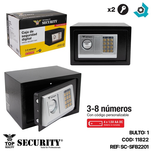 [11822] CAJA DE SEGURIDAD DIGITAL 20X31 CM NEGRO SECURITY