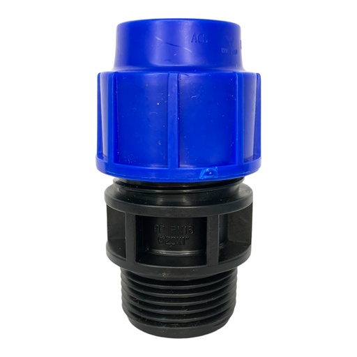 [11917] ADAPTADOR MACHO 20MM SALIDA 1" PARA RIEGO PEAD TUBRICA