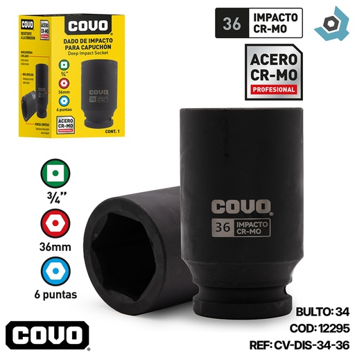 [12295] DADO DE IMPACTO 36MM X 3/4" COVO