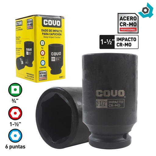 [12303] DADO DE IMPACTO 1-1/2" X 3/4” COVO