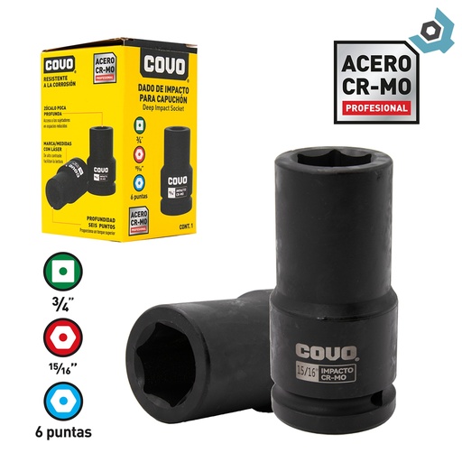 [12302] DADO DE IMPACTO 15/16" X 3/4” COVO