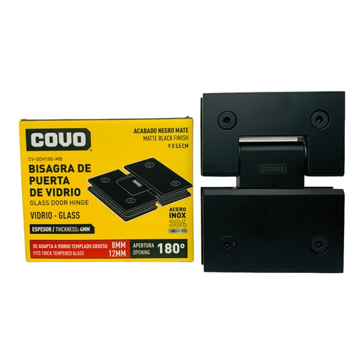 [12256] BISAGRA PARA PUERTA DE VIDRIO 9X5.5CM COVO