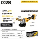 ESMERIL INALAMBRICO 4 1/2" BRUSHLESS 20V COVO